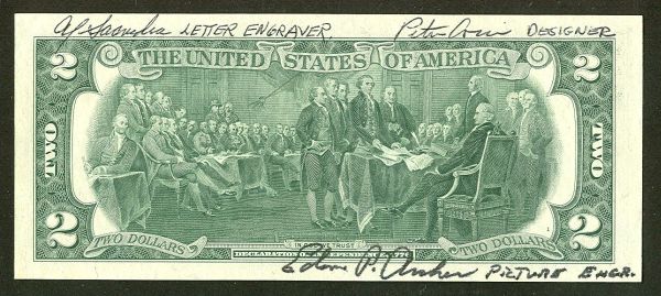 1976 $2 Designer/Engravers Autographed Note